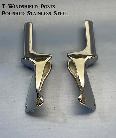 61020P T-Windshield Posts, Polished Stainless Steel