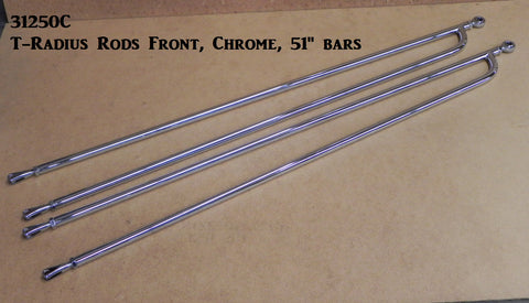 31252C T-Radius Rods, Chrome, Short Fronts, 27" bars w/Ends and Chrome Hardware