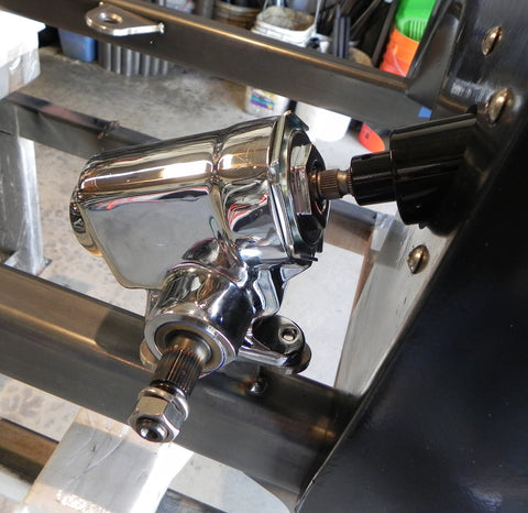 31515C Steering Box, Chrome, Reversed Corvair Style, Flaming River