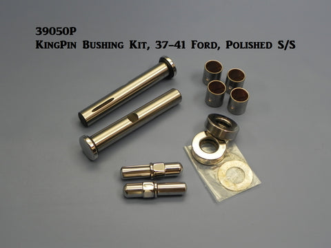 39050P Kingpins & bushings Kit, Polished Stainless, 37-41 Early Ford (round spindle)