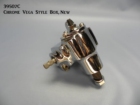 39507C , New, Chrome Vega Style Steering Box, Universal