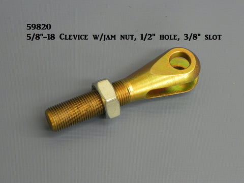 59820-SHORT  Clevis, RH Male. 5/8"-18 w/ 3/8" slot & 1/2" hole