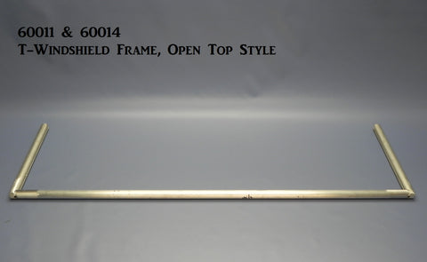 60011P T-Windshield Frame, Polished, Open Top Frame, 11" height, 40 1/8" wide