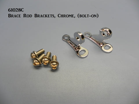 61028C  Windshield Brace Rod Frame Brackets, Chrome, (bolt-on)