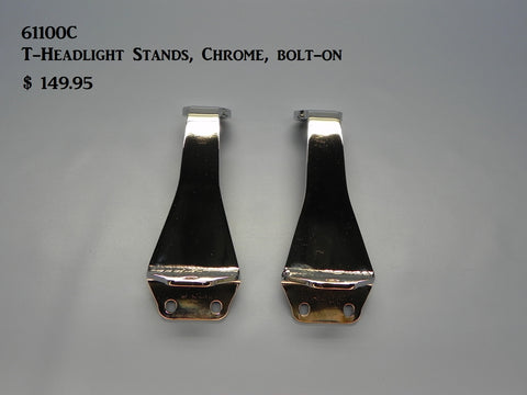 61100C T-Headlight Stands, Chrome, bolt-on