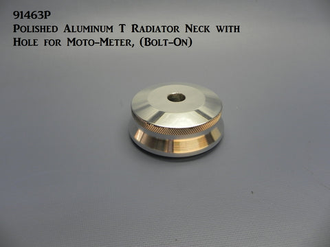 91463P Model T Radiator Neck, Bolt-on, Polished Aluminum Top with Hole