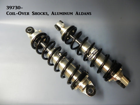 39730-180 Coil-Over Shocks, Machined Aluminum Aldans with Black Springs, 180# rate