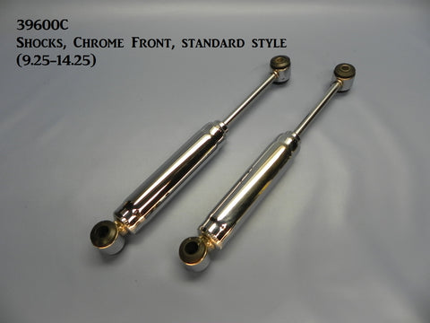 39600C Front Shocks, Chrome, Standard style, (9.25 to 14.25)