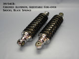 39734CB-220 Chromed Aluminum Adjustable Coil-Over Shocks, Black Springs 220# rate