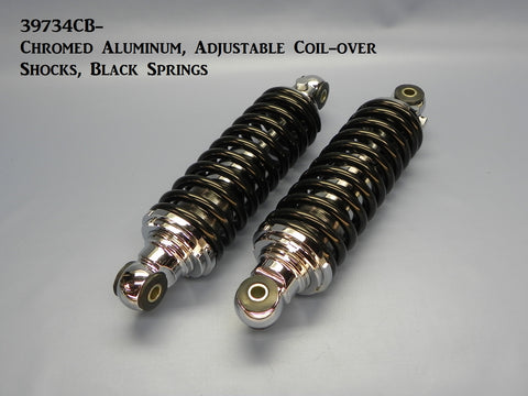 39734CB-150 Chromed Aluminum Adjustable Coil-Over Shocks, Black Springs 150# rate