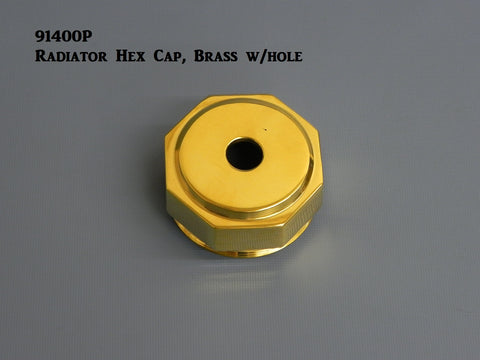 91400P Radiator Hex Cap, Polished Brass with Hole