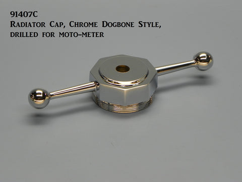 91407C Radiator Cap, Dog Bone Style, Chrome with Hole