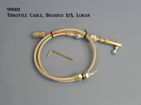 99001 Throttle Cable, Braided Stainless Steel, Lokar